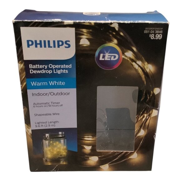 Philips Battery Operated Dewdrop Lights 30 LEDs Warm White Indoor Outdoor 9.6ft - Picture 5 of 6
